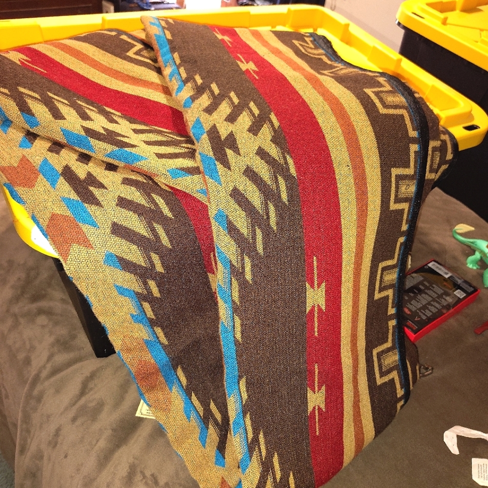 Southwestern Patterned Blanket - Red, Brown, Blue King size